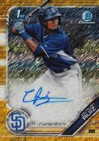 2019 Bowman Prospect Autographs Chrome #ER Esteury Ruiz Gold Shimmer Baseball Card