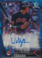 2016 Bowman Draft Chrome Draft Picks Autographs #CDAWB Will Benson Blue Wave Refractor Baseball Card