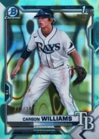 2021 Bowman Draft #BDC180 Carson Williams Chrome-Aqua Lava Refractor Baseball Card