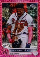 2022 Topps Chrome #165 Ronald Acuna Jr. Magenta Speckle Refractor Baseball Card