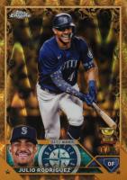 2023 Topps Gilded Collection #150 Julio Rodriguez Raywave Gold Etch Baseball Card