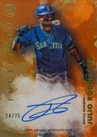 2021 Bowman Inception Autographs #PAJRZ Julio Rodriguez Orange Foil Baseball Card