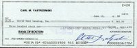 1999 Hall of Fame Autographs # Carl Yastrzemski Bank Check Baseball Card