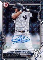 2021 Bowman National Sports Collectors Convention Wrapper Redemption #43 Jasson Dominguez Autograph-Foilfractor 1/1 Baseball Card