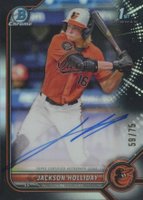 2022 Bowman Draft Chrome Draft Pick Autographs #CDAJH Jackson Holliday Black Refractor Baseball Card