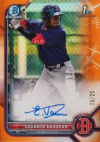 2022 Bowman Chrome Prospect Autographs #CPAEV Eduardo Vaughan Orange Refractor Baseball Card