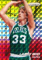 2014 Panini Prizm #232 Larry Bird Yellow & Red Mosaic Prizm Basketball Card