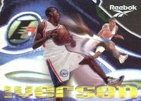1997 Skybox Premium #100 Allen Iverson Reebok Chase Silver Basketball Card