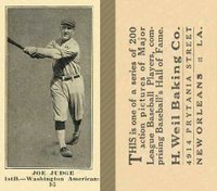 1916 Weil Baking Co. #93 Joe Judge Baseball Card