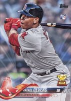 2018 Topps #18 Rafael Devers Batting-Father's Day Blue Baseball Card