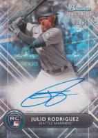 2022 Bowman Sterling Rookie Autographs #RAJRO Julio Rodriguez Blue Refractor Baseball Card