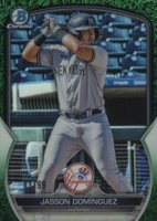 2023 Bowman Chrome Prospects #BCP18 Jasson Dominguez Green Grass Refractor Baseball Card