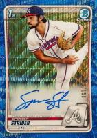 2020 Bowman Draft Chrome Draft Picks Autographs #CDASS Spencer Strider Blue Wave Refractor Baseball Card