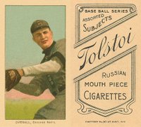 1909 White Borders Tolstoi #374 Orval Overall Hands Waist Level Baseball Card