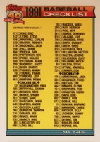 1991 Topps Tiffany #263 Checklist #2 Baseball Card