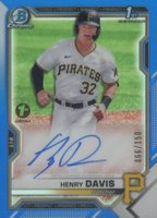 2021 Bowman Draft 1st Edition Chrome Autographs #CDAHD Henry Davis Blue Refractor Baseball Card