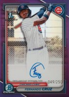 2024 Bowman Chrome Prospect Autographs #CPAFC Fernando Cruz Purple Refractor Baseball Card