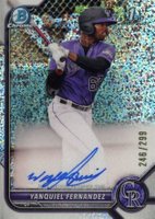2022 Bowman Chrome Prospect Autographs #CPAYFZ Yanquiel Fernandez Speckle Refractor Baseball Card