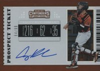 2019 Panini Contenders Draft Picks RPS Draft Ticket Autographs #1 Adley Rutschman With Glove-Prospect Baseball Card