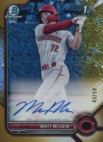 2022 Bowman Chrome Prospect Autographs #CPAMM Matt Mclain Gold Shimmer Refractor Baseball Card