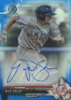 2017 Bowman Prospects Autographs #NSO Nick Solak Chrome-Blue Refractor Baseball Card