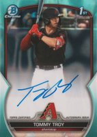 2023 Bowman Draft Chrome Prospect Autograph #CDATT Tommy Troy Aqua Lava Baseball Card