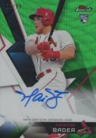 2018 Finest Autographs #FA-HB Harrison Bader Green Wave Refractor Baseball Card