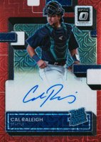 2022 Panini Donruss Optic Rated Rookie Signatures #RRSCR Cal Raleigh Red Mojo Baseball Card