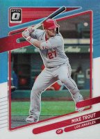 2021 Panini Donruss Optic #174 Mike Trout Carolina Blue & White Baseball Card