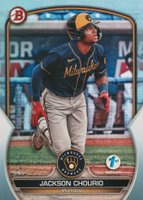 2023 Bowman 1st Edition #BPPF76 Jackson Chourio Sky Blue Foil Baseball Card