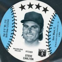 1981 MSA Discs Peter Pan/Sunbeam Bakery # Steve Carlton Baseball Card
