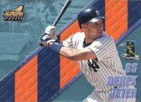 1998 Pacific Aurora Pennant Fever #2 Derek Jeter Platinum Blue Baseball Card