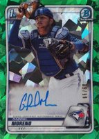 2020 Bowman Chrome Prospect Autographs #CPAGM Gabriel Moreno Green Atomic Baseball Card