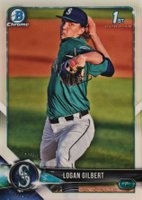 2018 Bowman Draft #BDC63 Logan Gilbert Chrome-Refractor Baseball Card