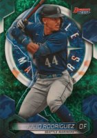 2023 Bowman's Best #9 Julio Rodriguez Green Mini Diamond Refractor Baseball Card