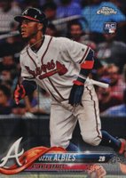 2018 Topps Chrome #72 Ozzie Albies White Jersey-Prism Refractor Baseball Card