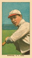 1909 White Borders Ghosts, Miscuts, Proofs, Blank Backs & Oddities #301 Rube Manning Batting Baseball Card