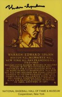 1999 Hall of Fame Autographs # Warren Spahn Yellow HOF Plaque Baseball Card