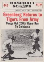 1961 Nu-Card Baseball Scoops #442 Greenberg Returns to Tigers from Army Baseball Card