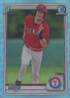 2020 Bowman Draft #BD126 Evan Carter Chrome-Sky Blue Refractor Baseball Card