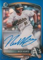 2025 Bowman Chrome Prospect Autographs #CPANK Nick Kurtz Blue Refractor Baseball Card