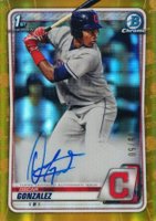 2020 Bowman Chrome Prospect Autographs #CPAOG Oscar Gonzalez Gold Refractor Baseball Card