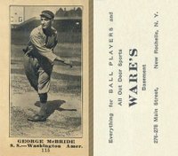 1916 Wares #115 George McBride Baseball Card