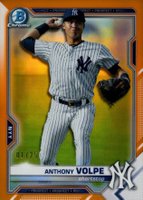 2021 Bowman Chrome Prospects #BCP85 Anthony Volpe Orange Refractor Baseball Card
