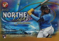 2024 Topps Pristine Northern Lights #NL9 Junior Caminero Gold Refractor Baseball Card