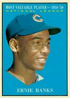 1961 Topps #485 Ernie Banks MVP Baseball Card