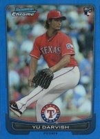 2012 Bowman Chrome Draft #50 YU Darvish Blue Refractor Baseball Card