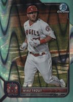2022 Bowman Chrome #13 Mike Trout Aqua Raywave Refractor Baseball Card