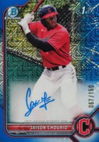 2022 Bowman Chrome Prospect Autographs #CPAJCO Jaison Chourio HTA Choice Refractor Baseball Card
