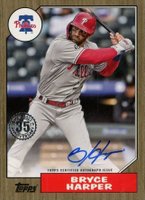 2022 Topps 1987 Topps Baseball Autographs #87BABH Bryce Harper Gold Baseball Card